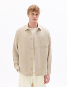 Straight Fit Viscose Linen Spread Collar Shirt - Beige