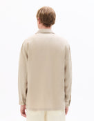 Straight Fit Viscose Linen Spread Collar Shirt - Beige