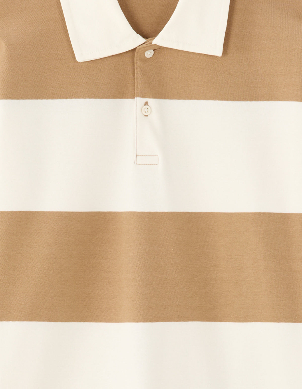 Regular Fit 100% Cotton Striped Polo Collar T Shirts - Beige