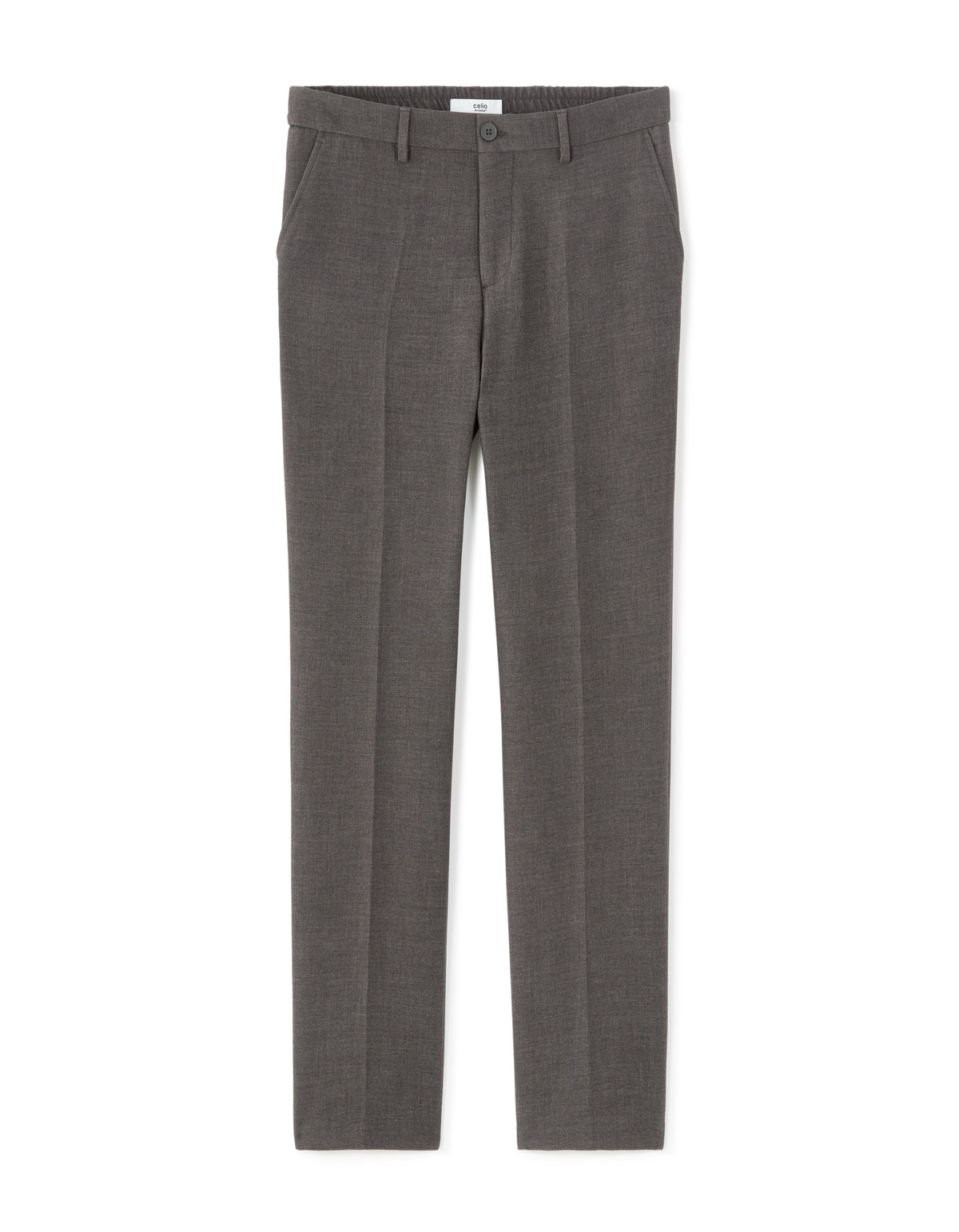 Straight Fit Poly-Viscose Solid Casual Trouser - Grey