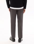 Straight Fit Poly-Viscose Solid Casual Trouser - Grey