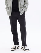 Straight Fit Poly-Viscose Solid Casual Trouser - Black
