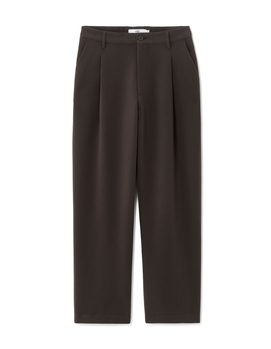 Baggy Fit Poly Viscose Casual Trousers - Brown