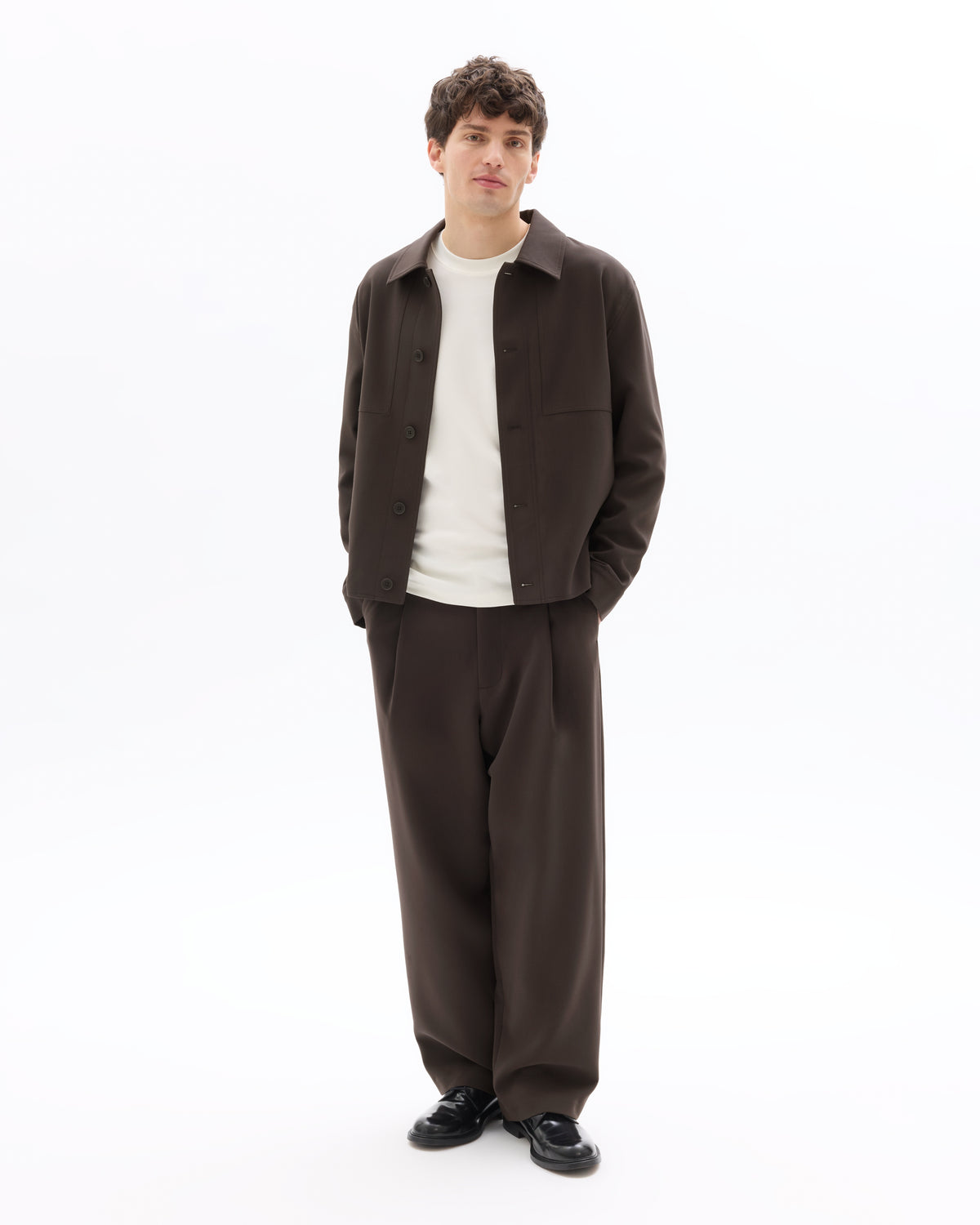 Baggy Fit Poly Viscose Casual Trousers - Brown