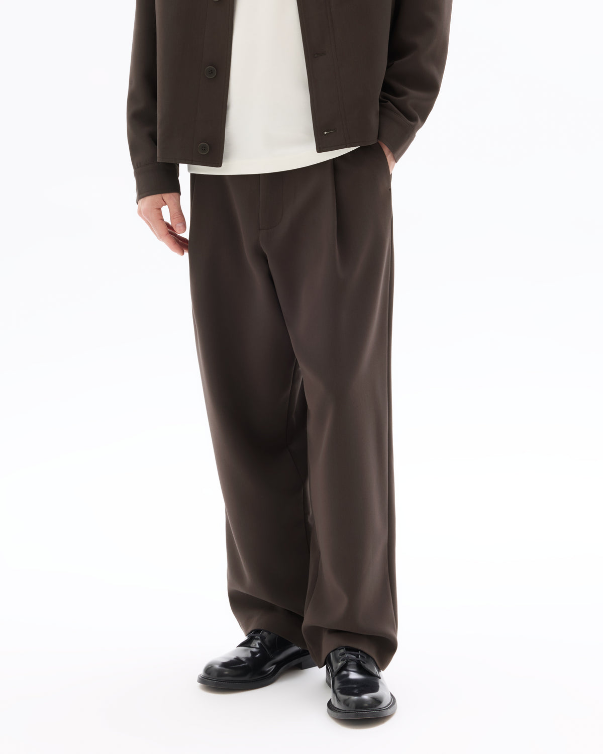 Baggy Fit Poly Viscose Casual Trousers - Brown