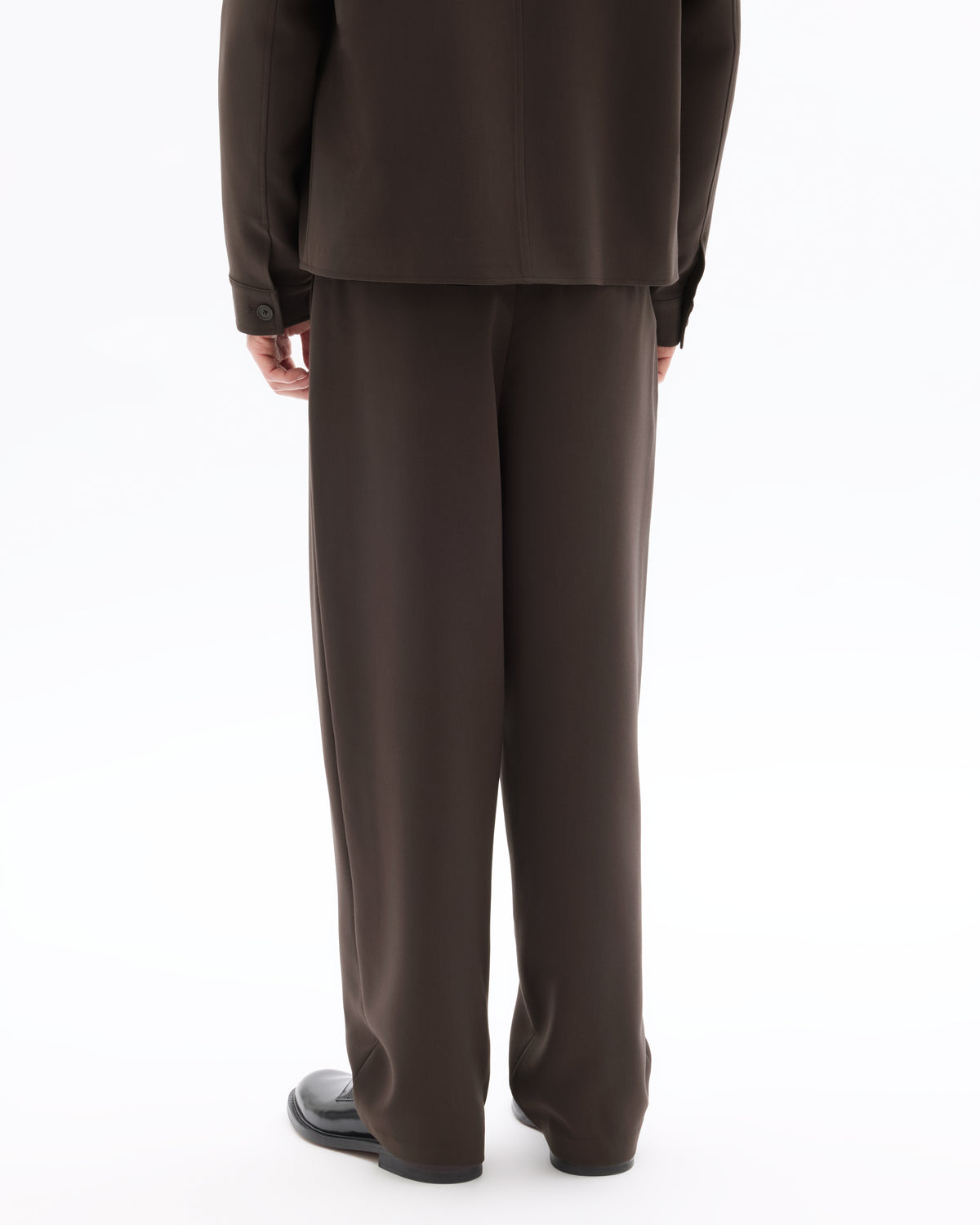 Baggy Fit Poly Viscose Casual Trousers - Brown