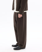 Baggy Fit Poly Viscose Casual Trousers - Brown