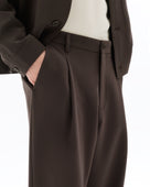 Baggy Fit Poly Viscose Casual Trousers - Brown