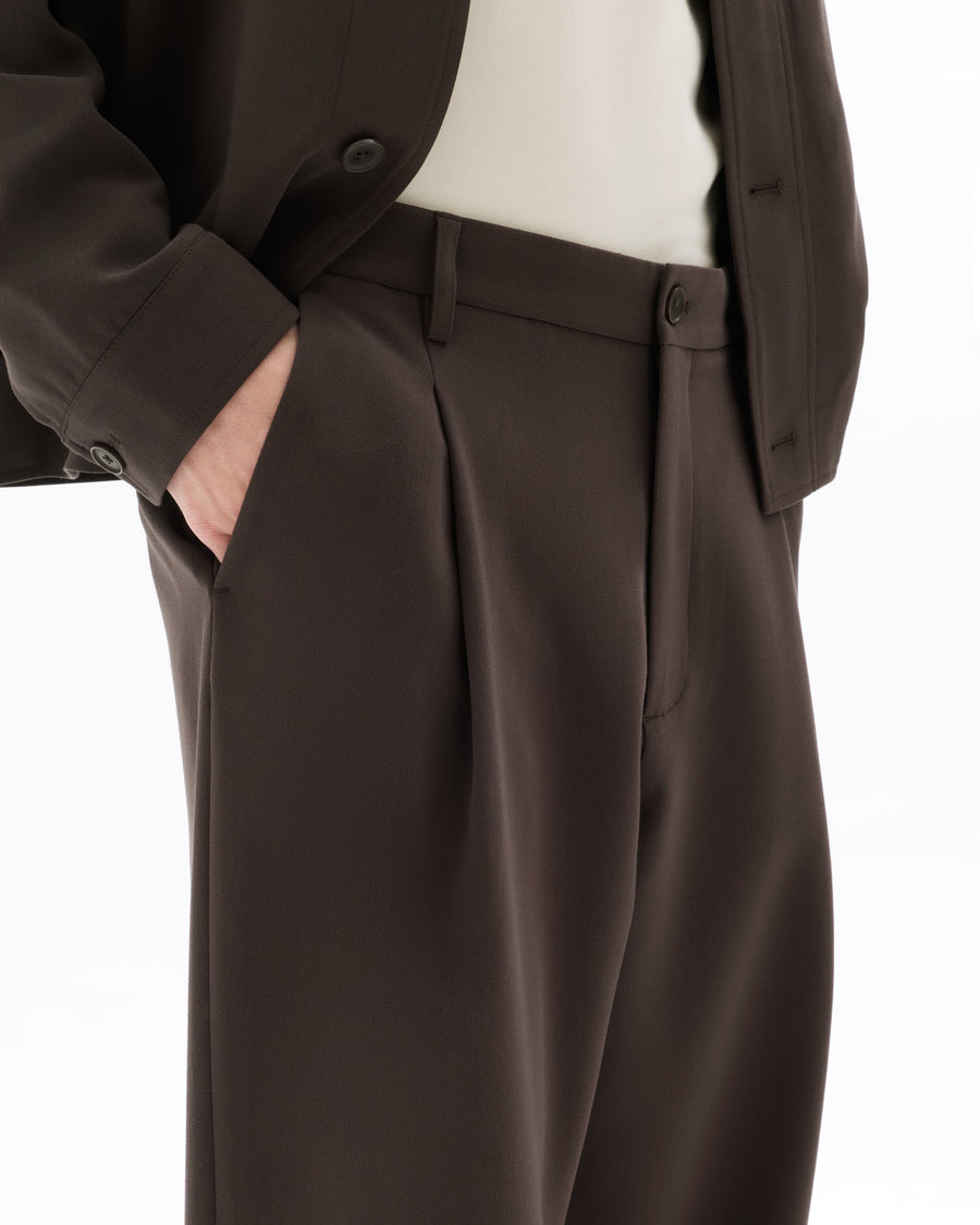 Baggy Fit Poly Viscose Casual Trousers - Brown