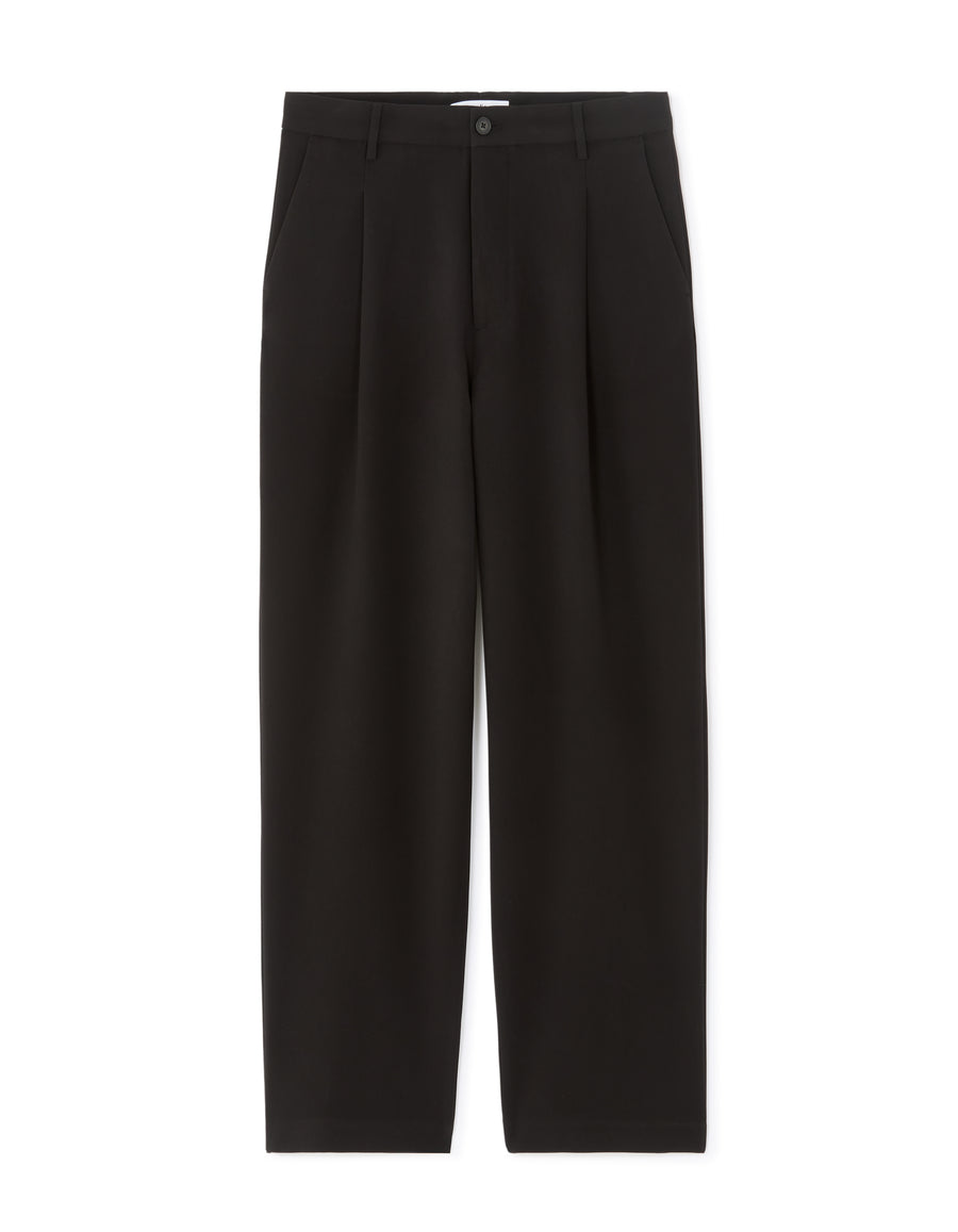 Baggy Fit Poly Viscose Casual Trousers - Black