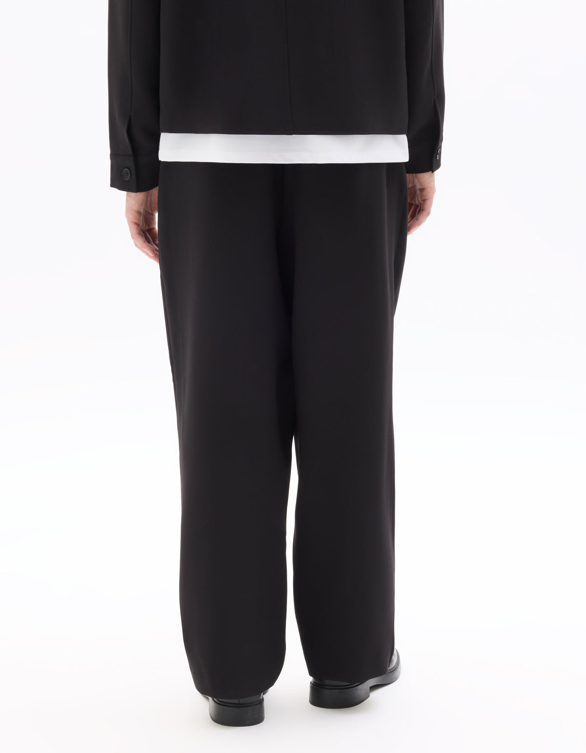 Baggy Fit Poly Viscose Casual Trousers - Black