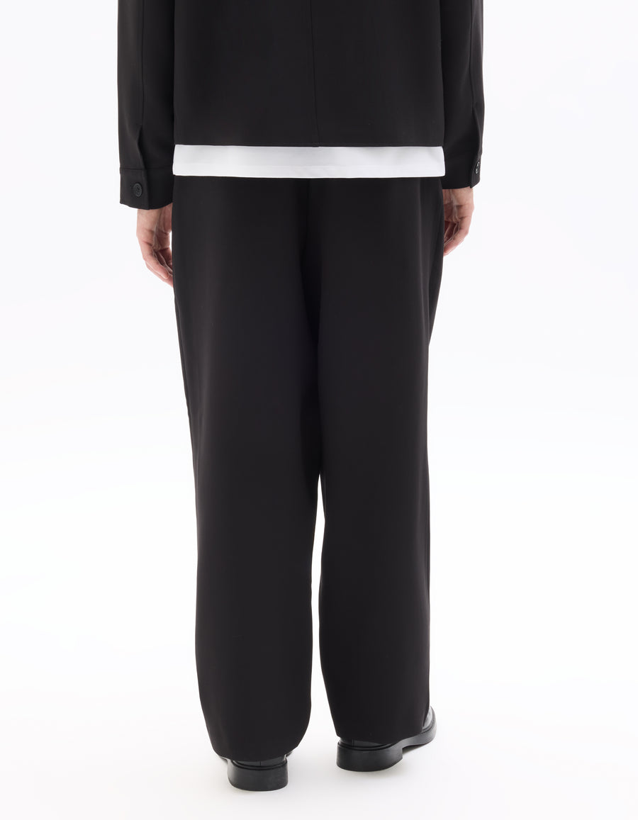 Baggy Fit Poly Viscose Casual Trousers - Black