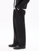 Baggy Fit Poly Viscose Casual Trousers - Black