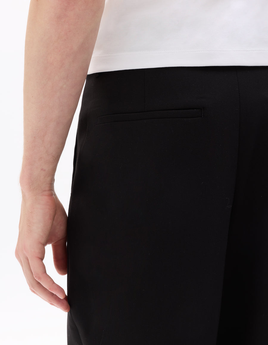 Baggy Fit Poly Viscose Casual Trousers - Black