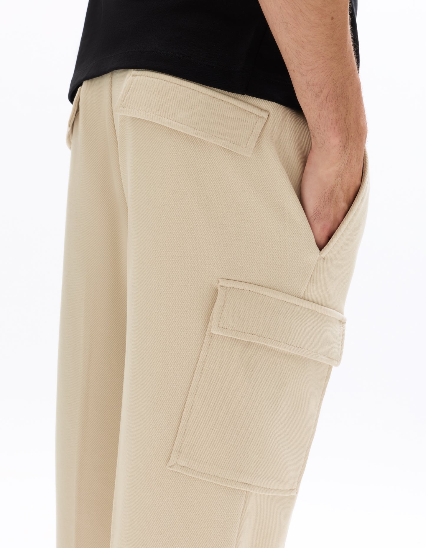Straight Fit 100% Cotton Solid Casual Trouser - Beige