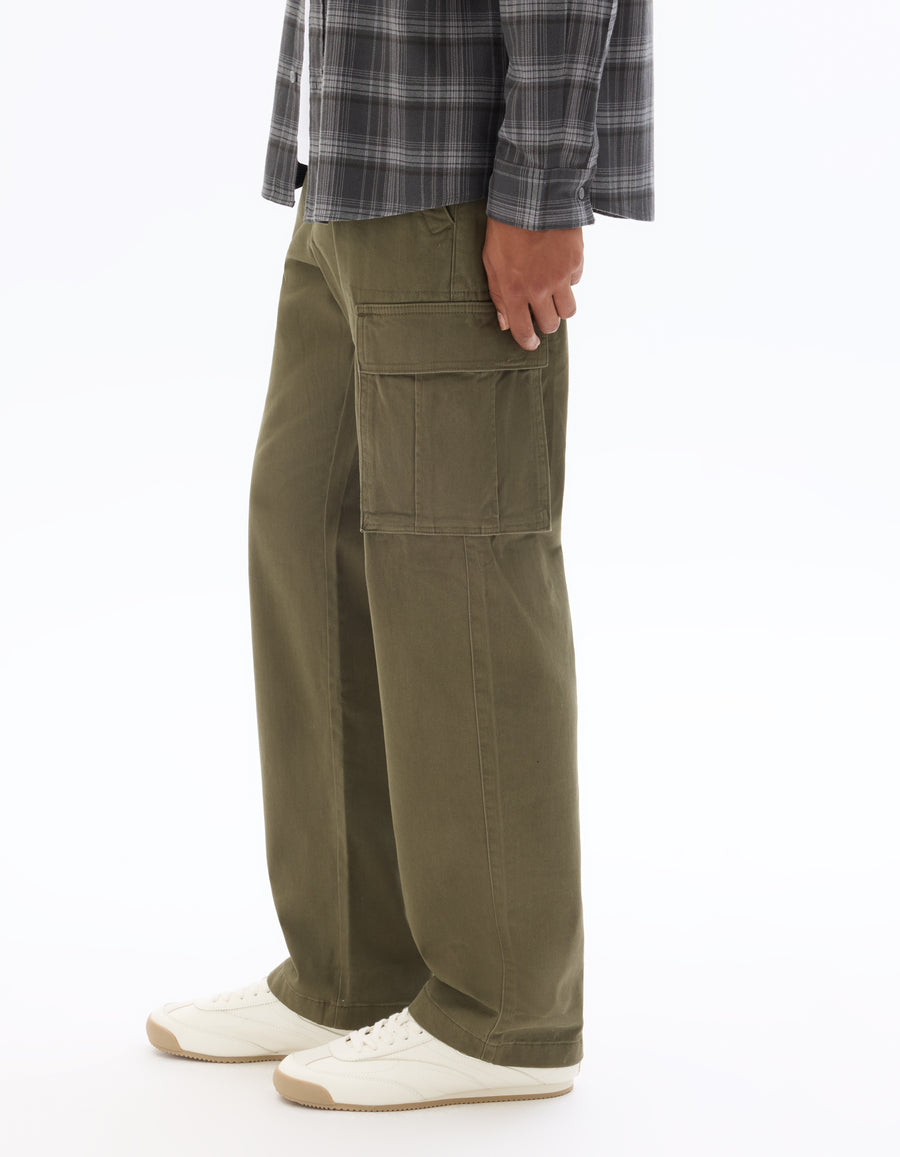 Straight Fit 100% Cotton Casual Trousers - Khaki