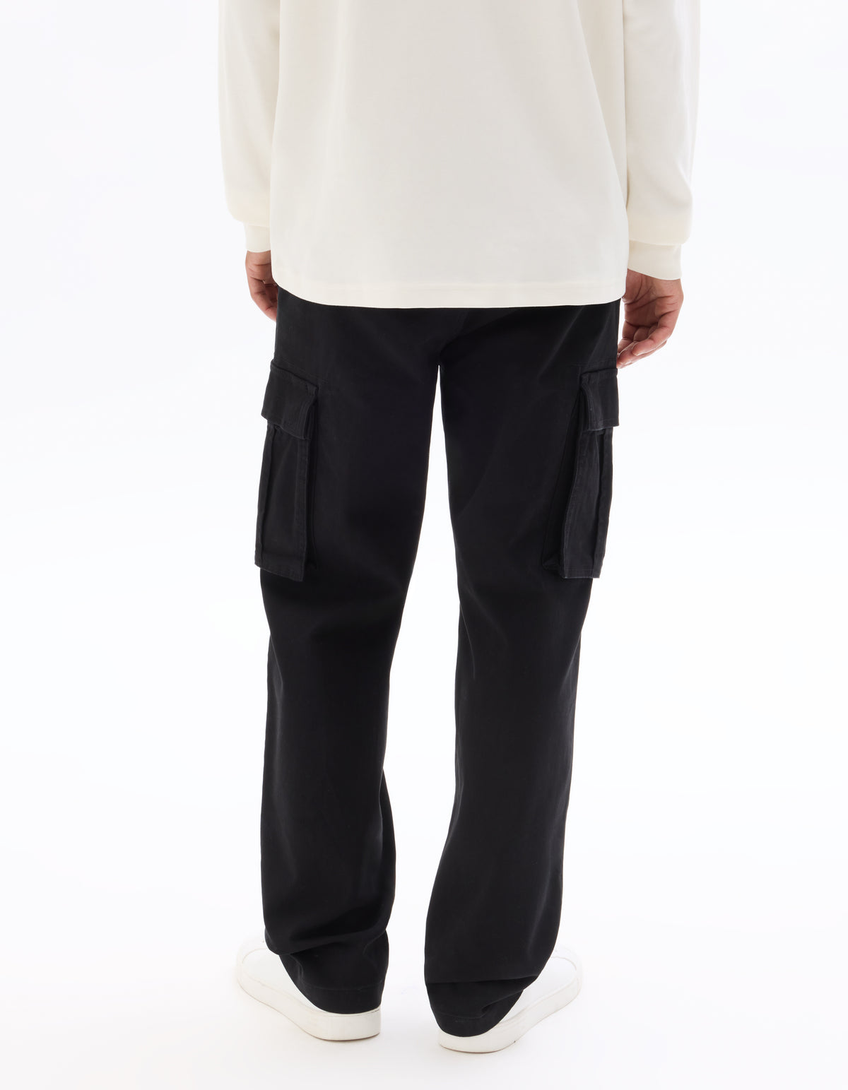 Straight Fit 100% Cotton Casual Trousers - Black