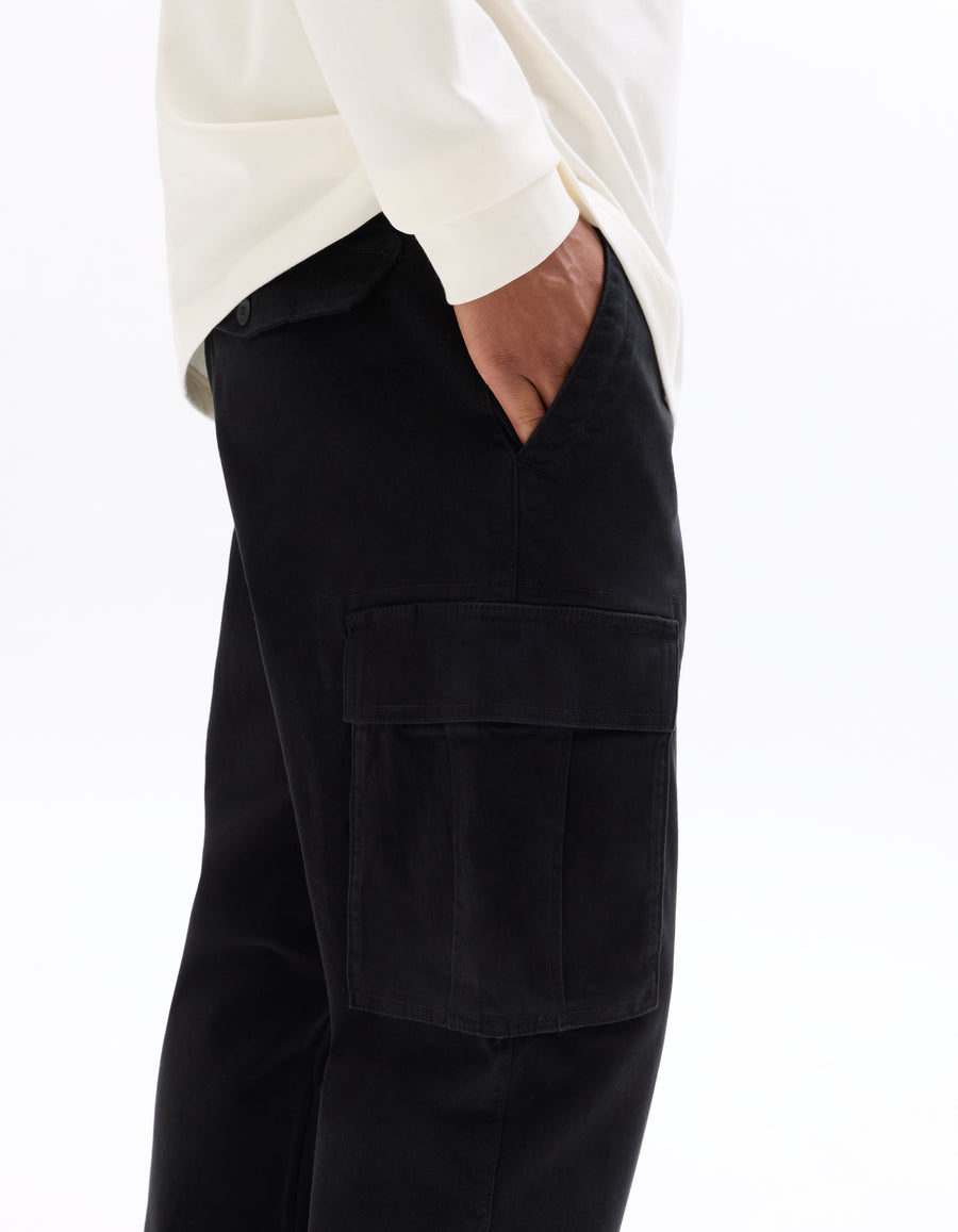 Straight Fit 100% Cotton Casual Trousers - Black