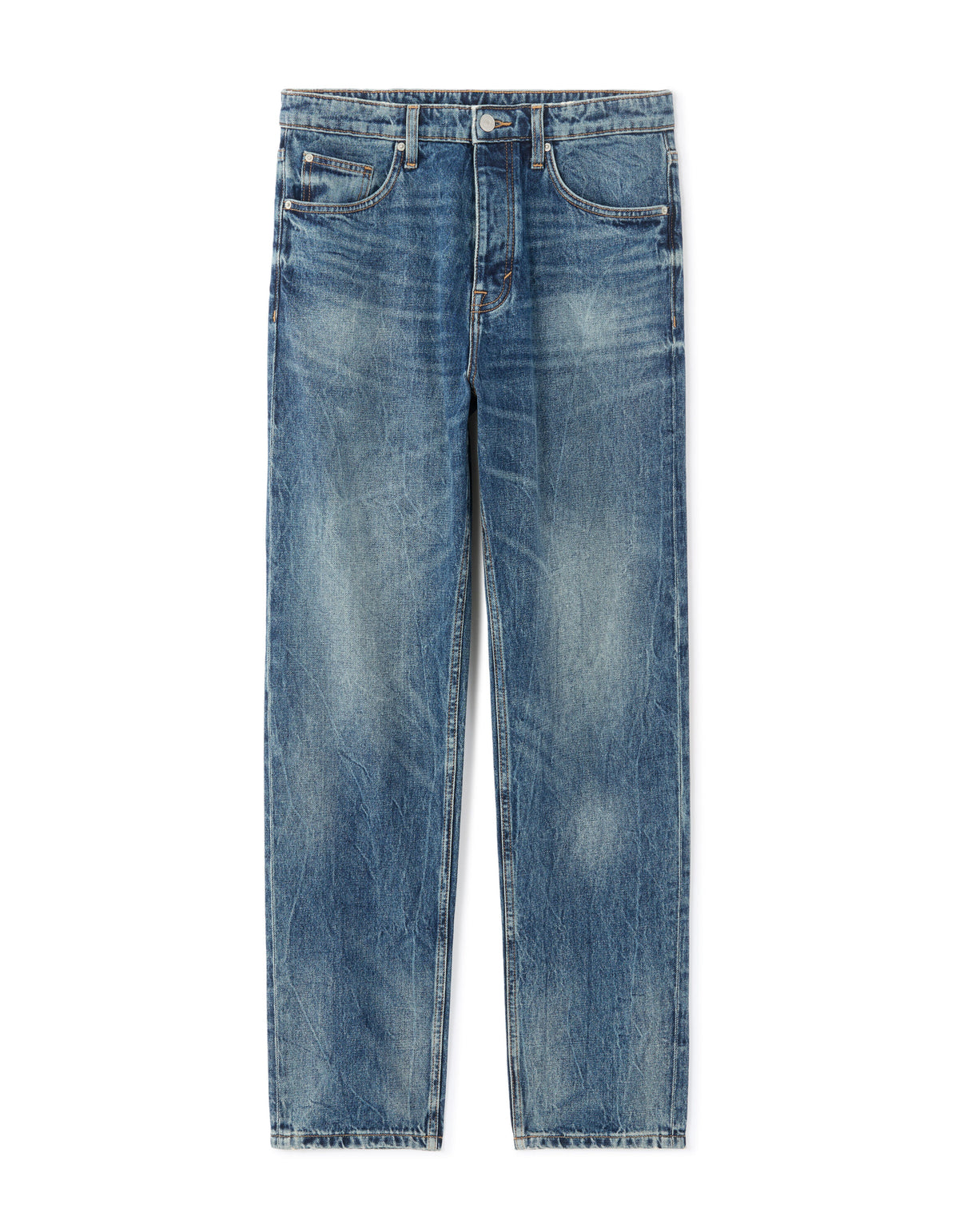 Straight Fit 100% Cotton Solid Jeans - Blue