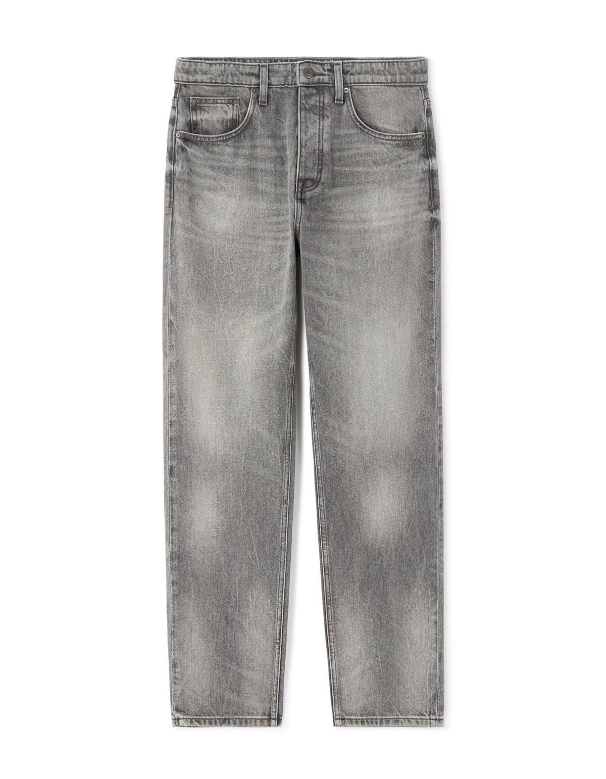 Straight Fit 100% Cotton Solid Jeans - Grey