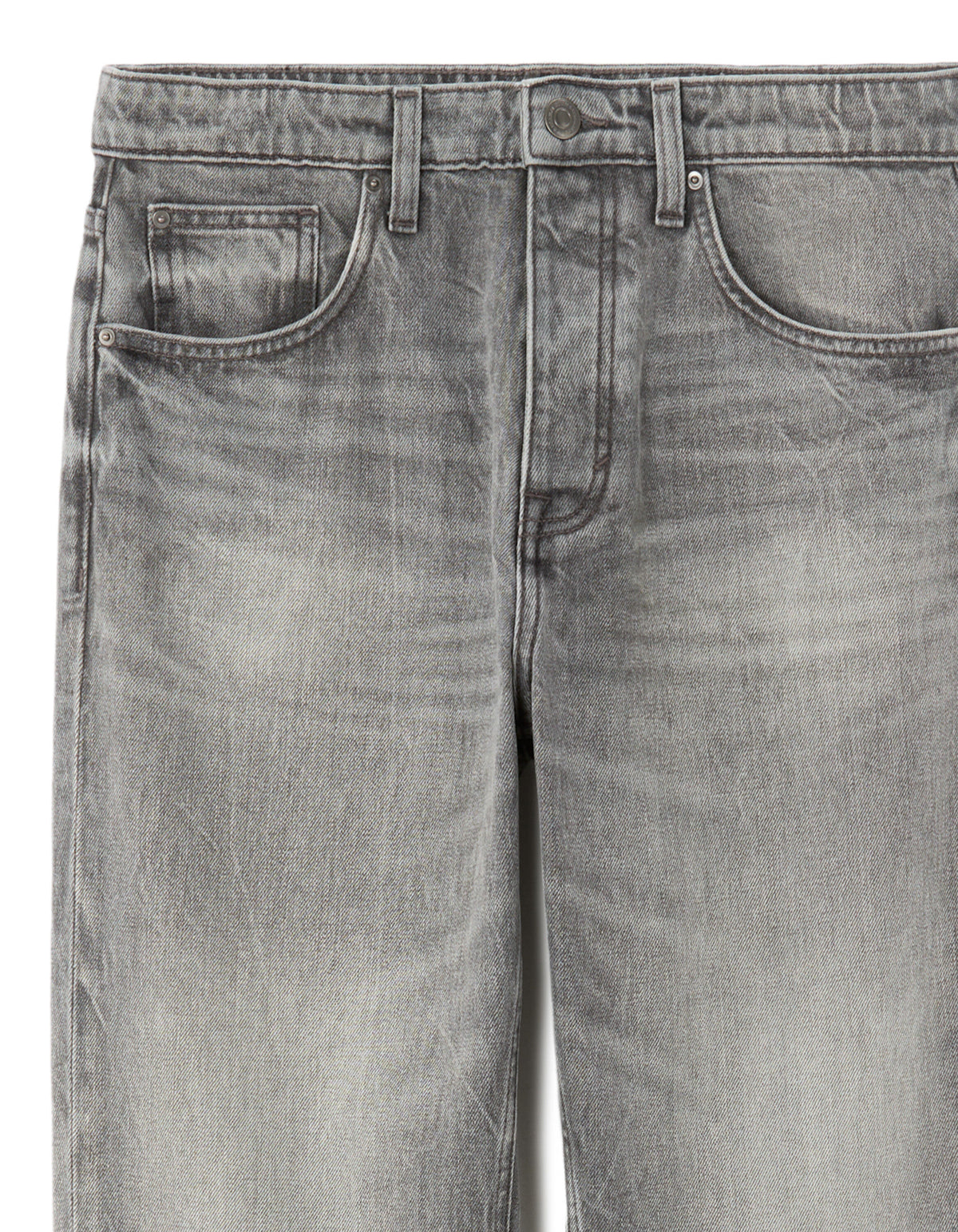 Straight Fit 100% Cotton Solid Jeans - Grey