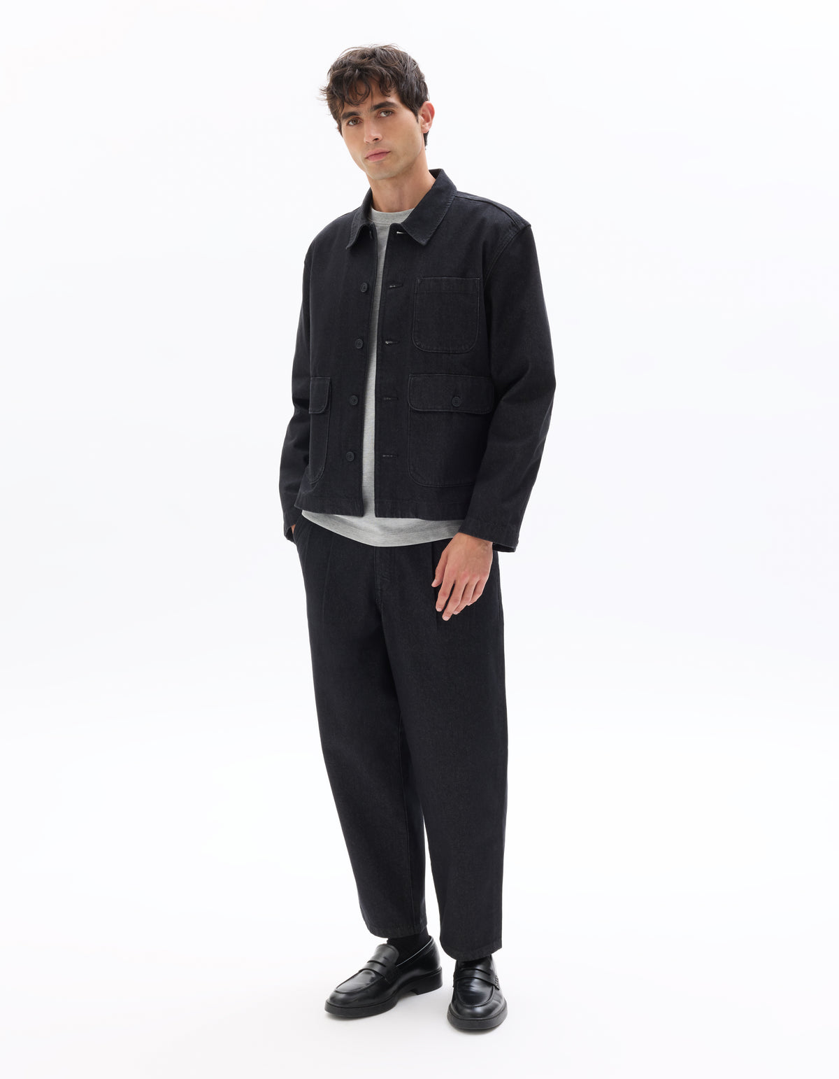 Carrot Fit 100% Cotton Solid Jeans - Black