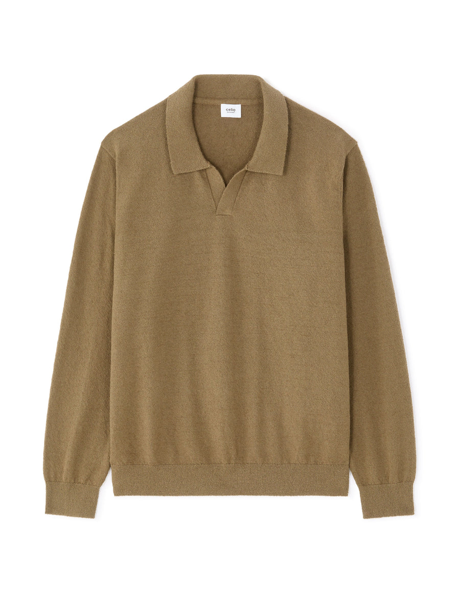 Regular Fit Cotton Blend Textured Round Neck Sweater - Khaki