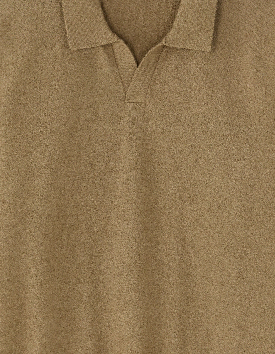Regular Fit Cotton Blend Textured Round Neck Sweater - Khaki
