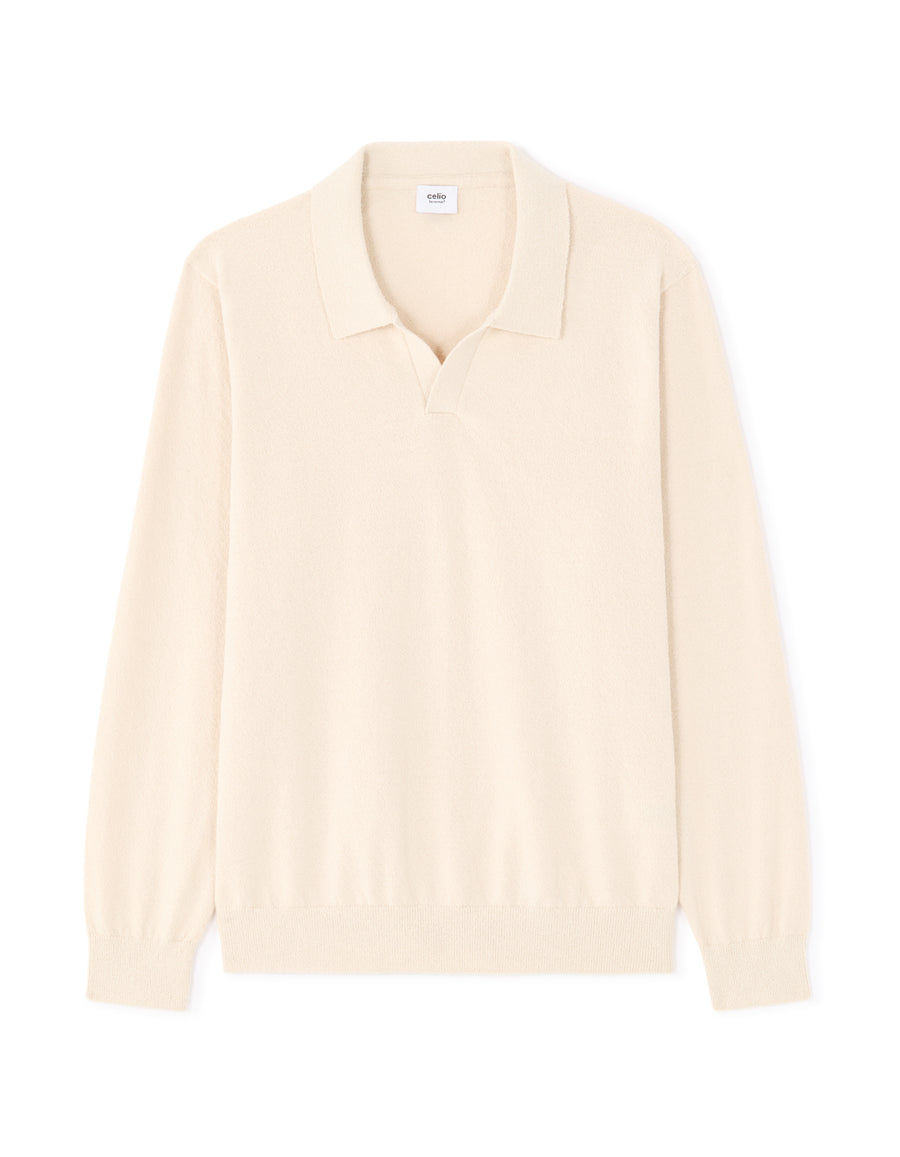 Regular Fit Cotton Blend Textured Round Neck Sweater - Beige