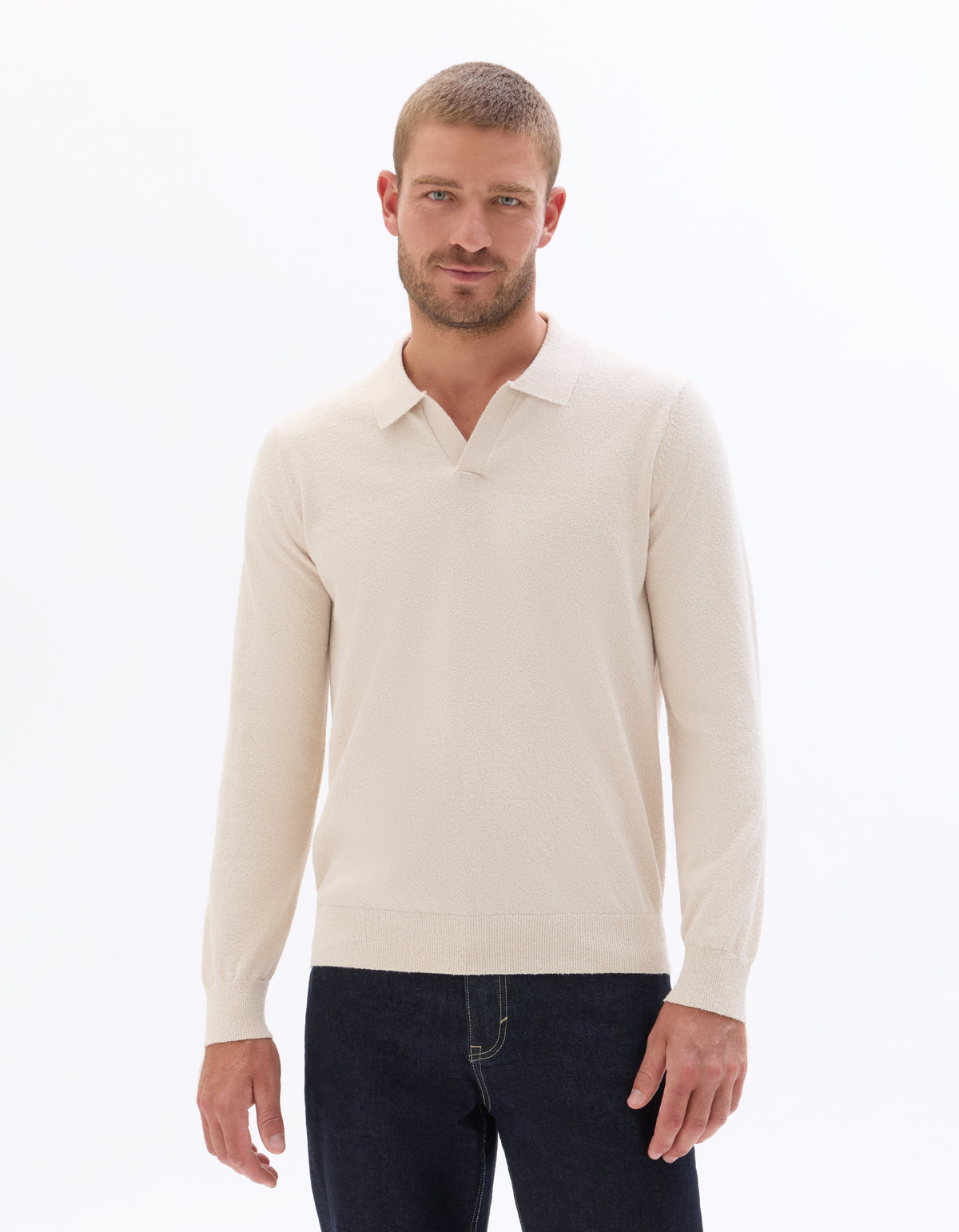 Regular Fit Cotton Blend Textured Round Neck Sweater - Beige