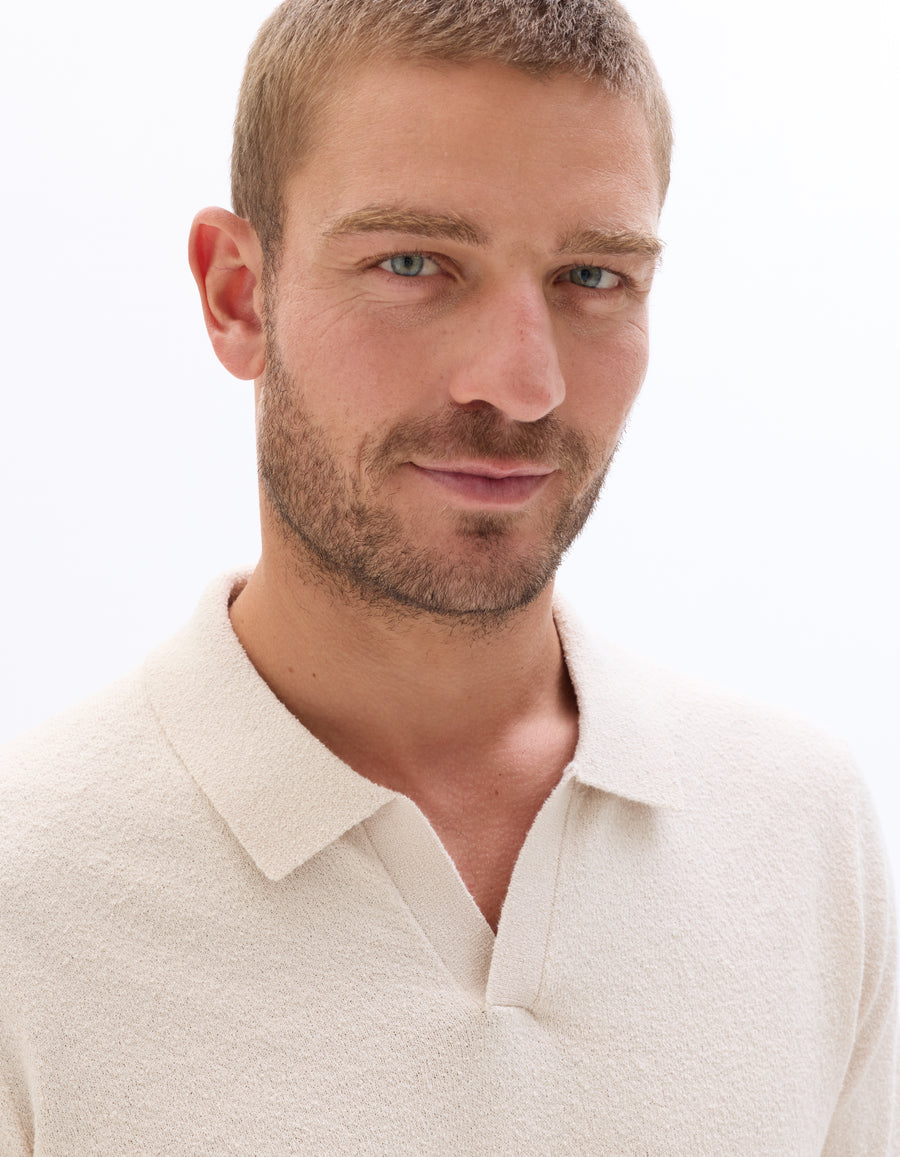 Regular Fit Cotton Blend Textured Round Neck Sweater - Beige