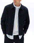 Boxy Fit 100% Cotton Solid Spread Collar Jackets - Navy Blue