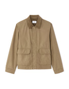 Regular Fit 100% Cotton Spread Collar Jacket - Khaki