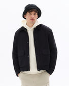 Regular Fit 100% Cotton Spread Collar Jacket - Black