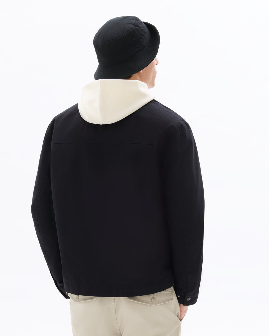 Regular Fit 100% Cotton Spread Collar Jacket - Black
