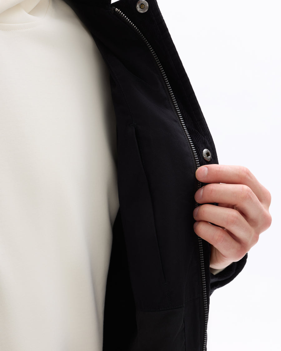 Regular Fit 100% Cotton Spread Collar Jacket - Black