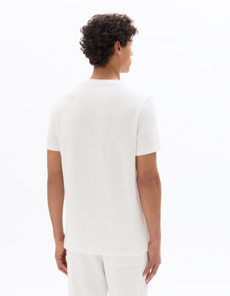 Regular Fit 100% Cotton Textured Round Neck T-Shirt - White