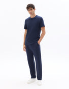 Regular Fit 100% Cotton Textured Round Neck T-Shirt - Navy Blue