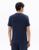 Regular Fit 100% Cotton Textured Round Neck T-Shirt - Navy Blue