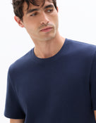 Regular Fit 100% Cotton Textured Round Neck T-Shirt - Navy Blue