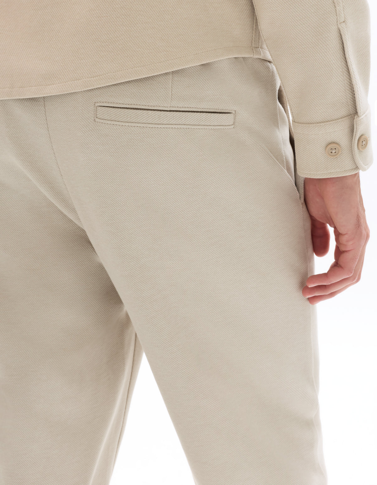 Straight Fit Poly-Cotton Solid Casual Trouser - Beige