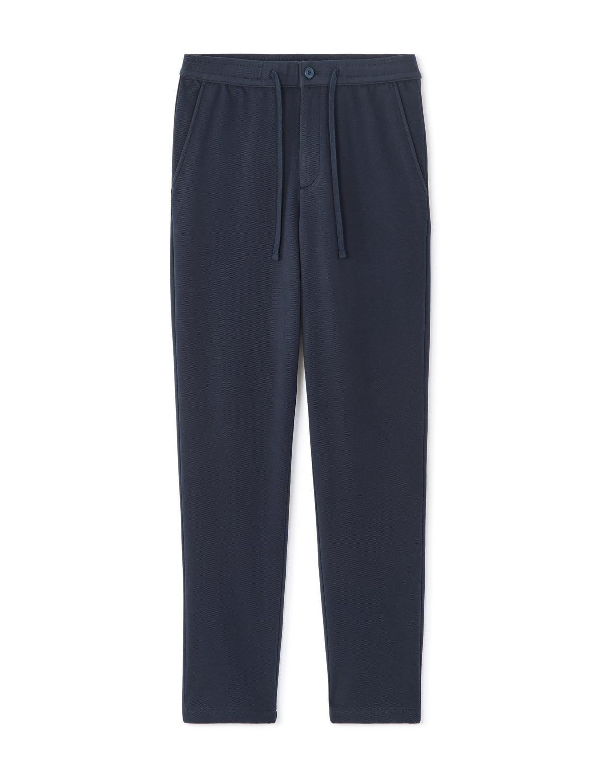 Straight Fit Poly-Cotton Solid Casual Trouser - Navy Blue