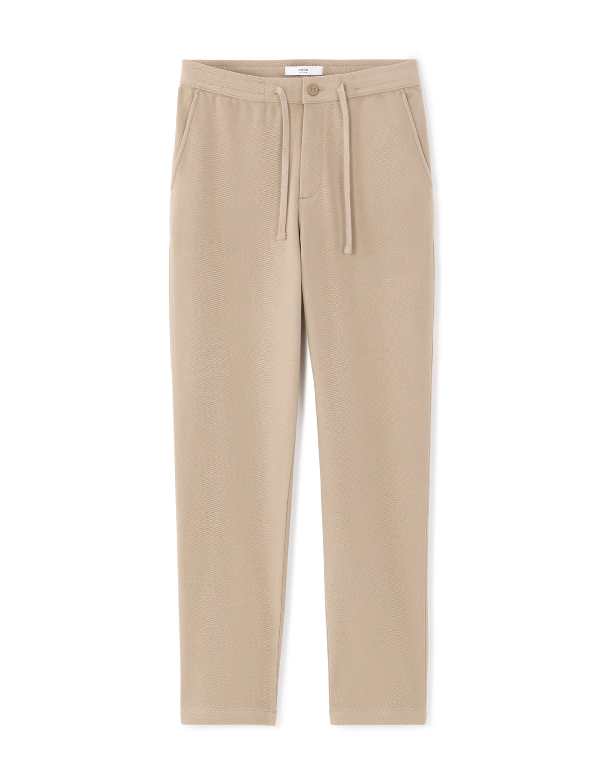 Straight Fit Poly-Cotton Solid Casual Trouser - Brown