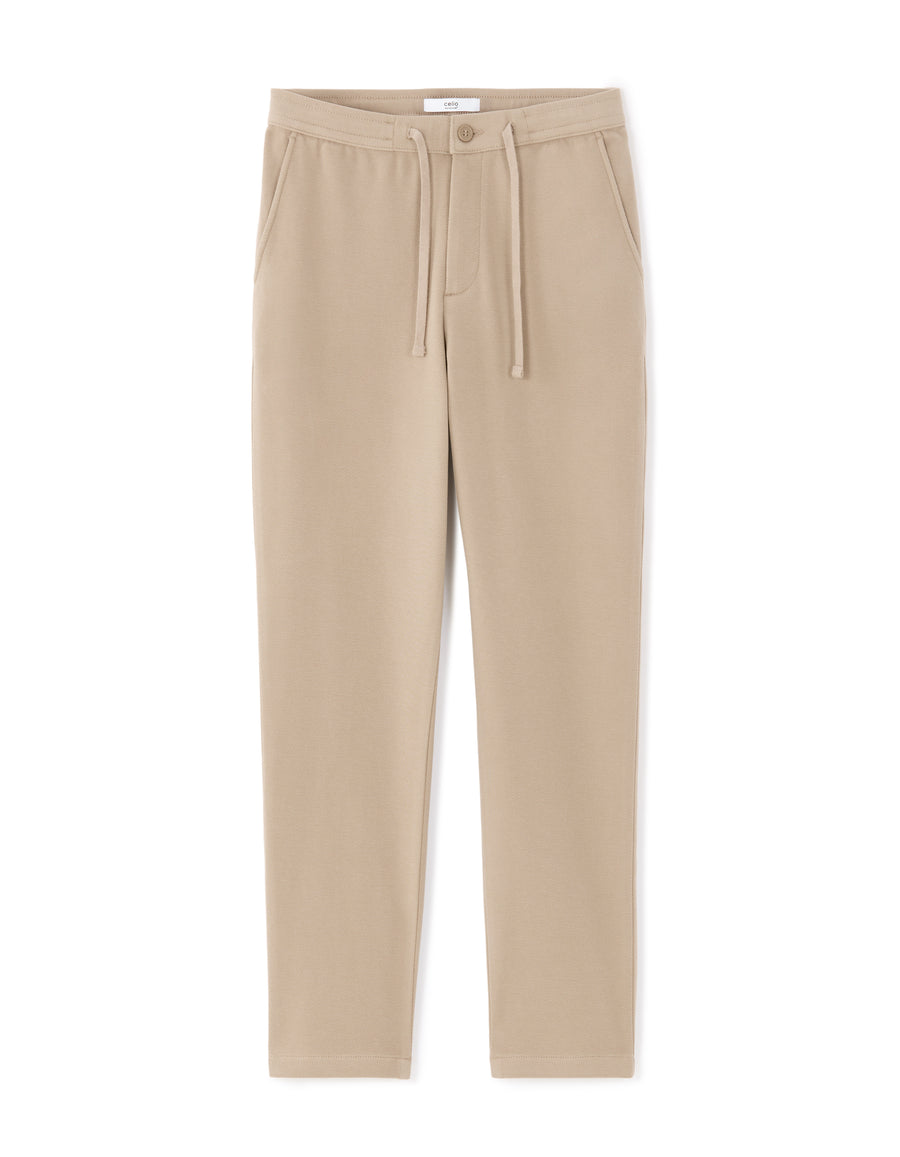 Straight Fit Poly-Cotton Solid Casual Trouser - Brown
