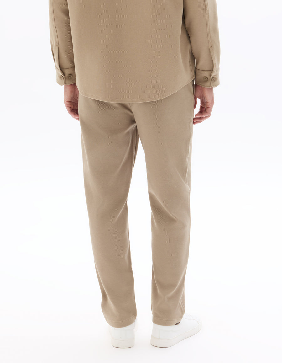 Straight Fit Poly-Cotton Solid Casual Trouser - Brown