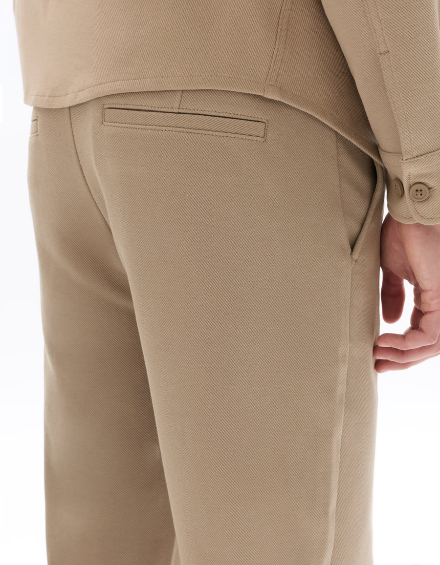 Straight Fit Poly-Cotton Solid Casual Trouser - Brown