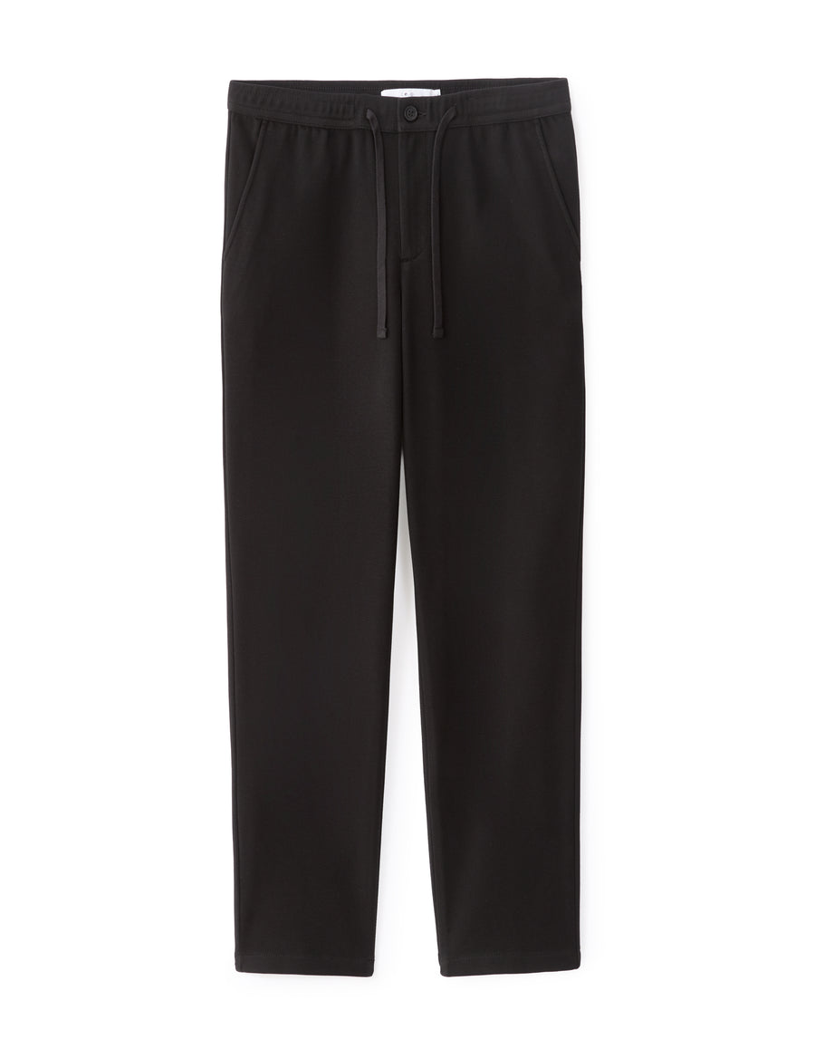 Straight Fit Poly-Cotton Solid Casual Trouser - Black