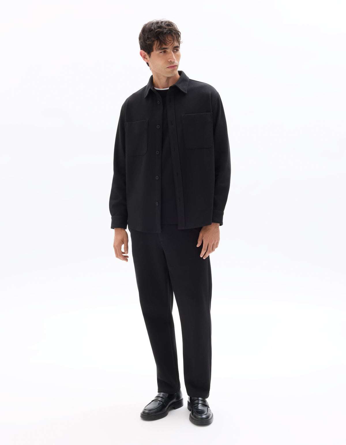 Straight Fit Poly-Cotton Solid Casual Trouser - Black