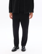 Straight Fit Poly-Cotton Solid Casual Trouser - Black