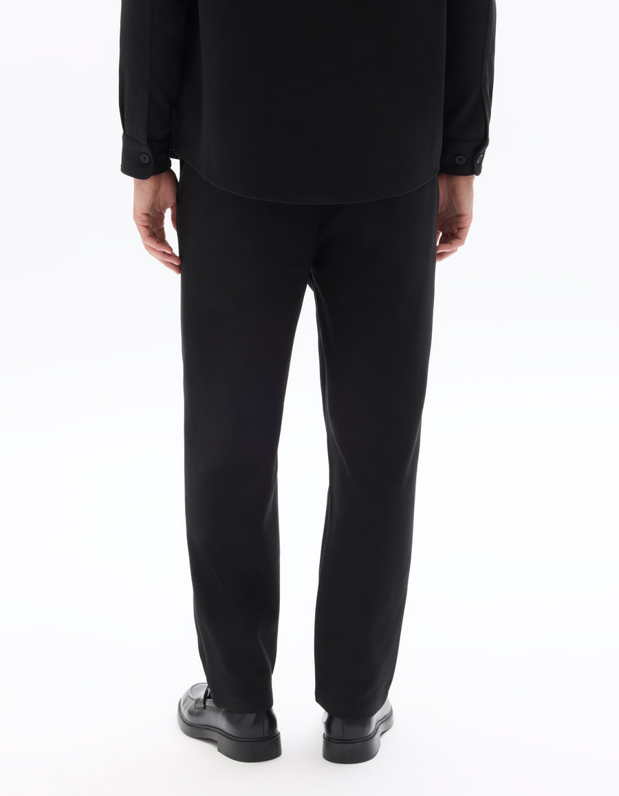 Straight Fit Poly-Cotton Solid Casual Trouser - Black